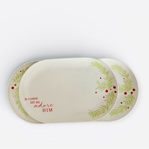 Mary & Martha Stoneware Christmas Dessert Trays